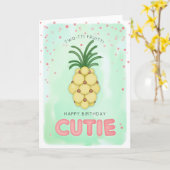 Twee-tti Fruitti Ananasballon Verjaardag Kaart (Gele Bloem)