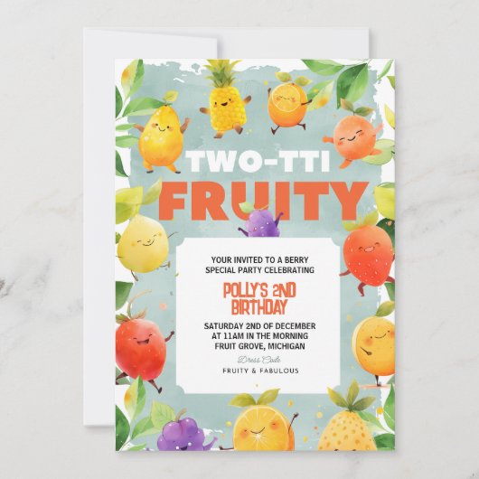 Twee-tti Fruity 2e Verjaardagsfeest Kaart (Voorkant)