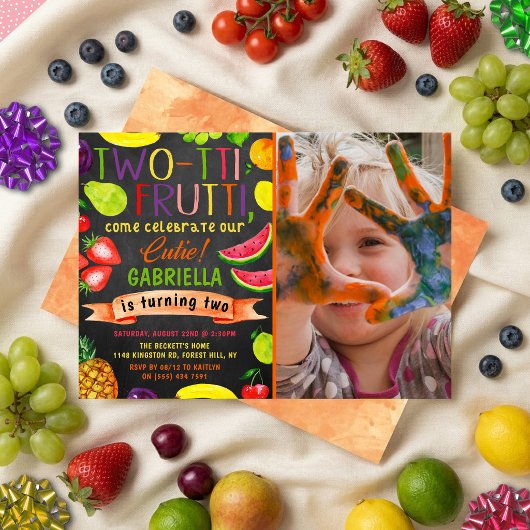 Twee-tti Frutti 2de verjaardagsfoto Kaart