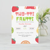 Twee-tti Frutti 2e verjaardag feestuitnodiging Kaart (Staand voorkant)