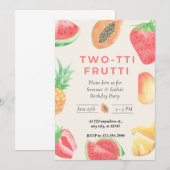 Twee-TTI Frutti" 2e verjaardag Twin Uitnodiging (Voorkant / Achterkant)