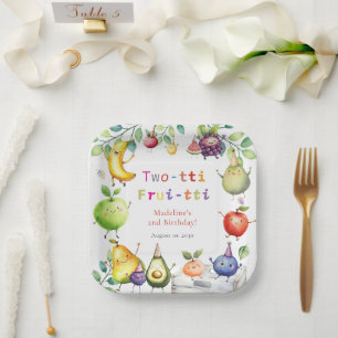 Twee-tti Frutti Dansen Fruit 2e Verjaardagsfeest Papieren Bordje