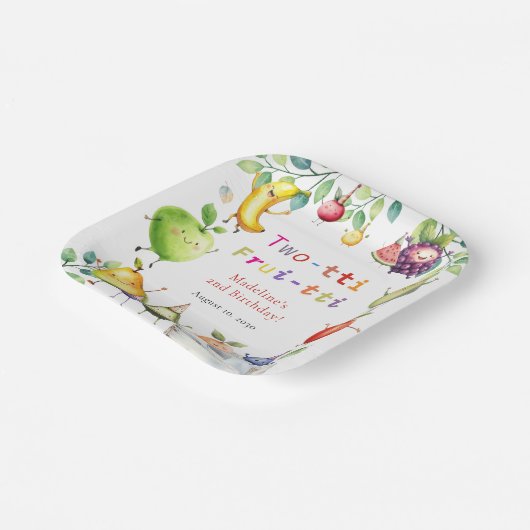 Twee-tti Frutti Dansen Fruit 2e Verjaardagsfeest Papieren Bordje (Gebogen)