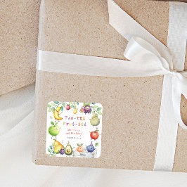 Twee-tti Frutti Dansen Fruit 2e Verjaardagsfeest Vierkante Sticker