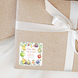 Twee-tti Frutti Dansen Fruit 2e Verjaardagsfeest Vierkante Sticker