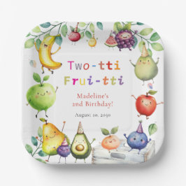 Twee-tti Frutti Dansende Vruchten 2e Verjaardagsfe Papieren Bordje