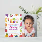 Twee-tti Frutti Foto uitnodiging, 2e Vruchten Zome Kaart (Staand voorkant)