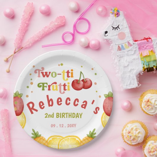 Twee-tti Frutti Fruity Fun Tweede Verjaardagsfeest Papieren Bordje (Feest)