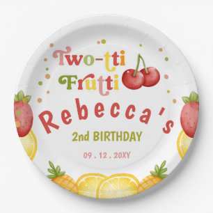 Twee-tti Frutti Fruity Fun Tweede Verjaardagsfeest Papieren Bordje
