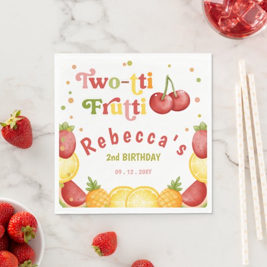Twee-tti Frutti Fruity Fun Tweede Verjaardagsfeest Servet (Insitu)