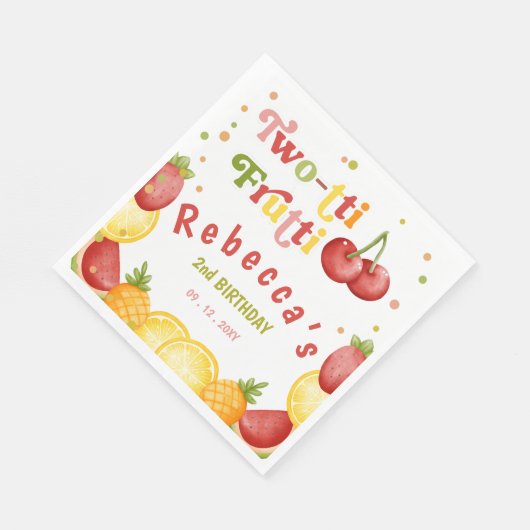 Twee-tti Frutti Fruity Fun Tweede Verjaardagsfeest Servet (Hoek)