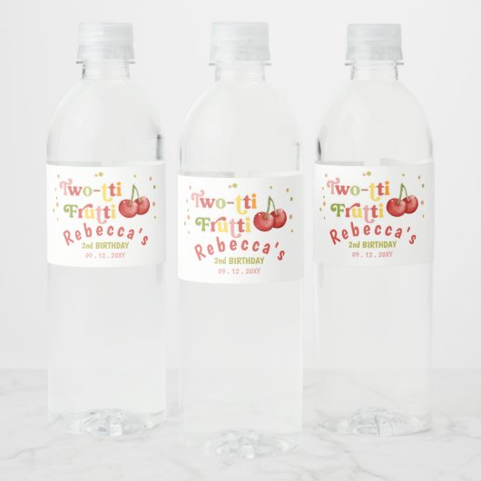 Twee-tti Frutti Fruity Fun Tweede Verjaardagsfeest Waterfles Etiket (Flessen)