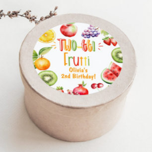 Twee-tti frutti meisje 2de verjaardagsfeestje ronde sticker