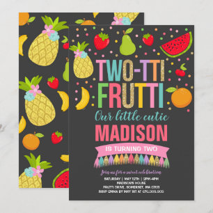 Twee-tti Frutti Party Uitnodiging 2e Verjaardagsfe