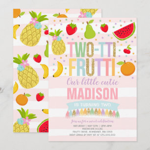 Twee-tti Frutti Party Uitnodiging 2e Verjaardagsfe