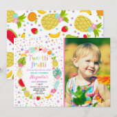 Twee-tti Frutti Party Uitnodiging 2e Verjaardagsfe (Voorkant / Achterkant)