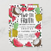 Twee-tti Frutti Schattigee Fruit Waterverf 2e Verj Uitnodiging Briefkaart (Voorkant / Achterkant)