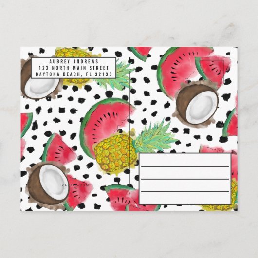 Twee-tti Frutti Schattigee Fruit Waterverf 2e Verj Uitnodiging Briefkaart (Achterkant)