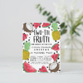 Twee-tti Frutti Schattigee Fruit Waterverf 2e Verj Uitnodiging Briefkaart (Staand voorkant)