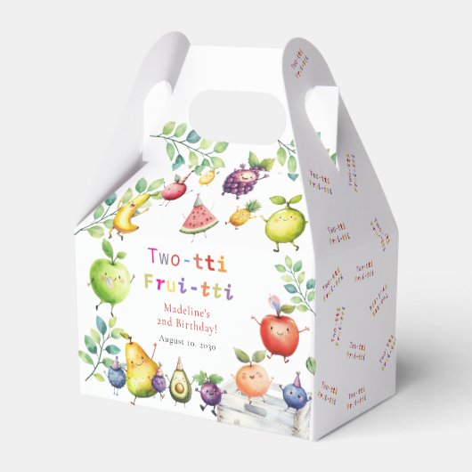 Twee-tti Frutti Schattigee vruchten 2e verjaardags Bedankdoosjes (Voorkant Zijde)