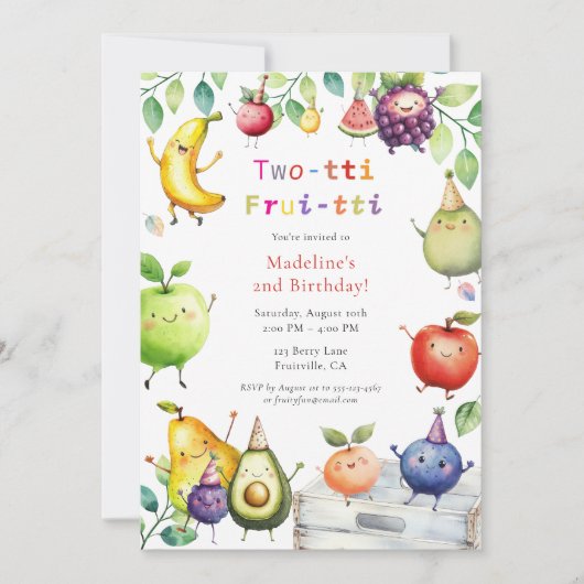 Twee-tti Frutti Schattigee vruchten 2e verjaardags Kaart (Voorkant)