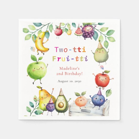 Twee-tti Frutti Schattigee vruchten 2e verjaardags Servet (Voorkant)