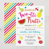 Twee-tti Frutti Verjaardag Uitnodiging | 2e verjaa (Voorkant / Achterkant)