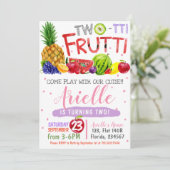 Twee-Tti Frutti verjaardagsfeestje uitnodiging (Staand voorkant)