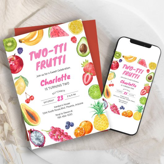 Twee-tti Frutti verjaardagsuitnodiging Kaart