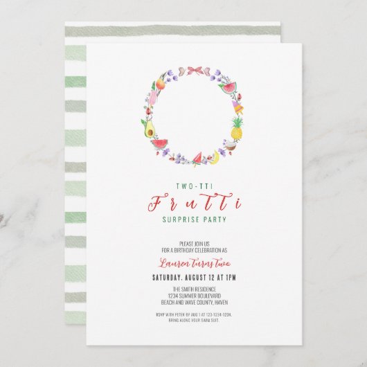 Twee-tti Frutti Verrassing Verjaardagsfeest Kaart (Voorkant / Achterkant)