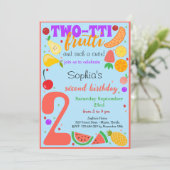 Twee-tti frutti vruchten tweede kinderverjaardag kaart (Staand voorkant)