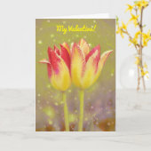 Twee tulpbloemen samen Valentijnskaart Kaart (Gele Bloem)