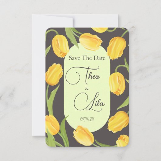 Twee Tulpen en Lippen Trouwen Bewaar De Datum Save The Date (Voorkant)