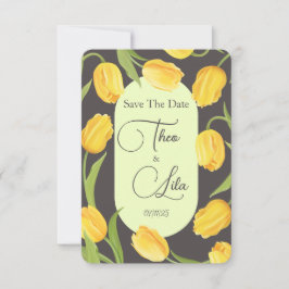 Twee Tulpen en Lippen Trouwen Bewaar De Datum Save The Date