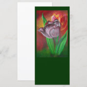Twee tulpen tegen rode achtergrond (Voorkant / Achterkant)
