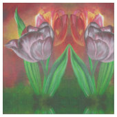 Twee tulpen tegen rode achtergrond stof (Close Up)