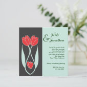 Twee Tulps Art Nouveau Style Weddenschap Kaart (Staand voorkant)