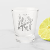 Twee Turtle Duiven Uitknip Mal Retro Stijl 7 Shot Glas (Achterkant)