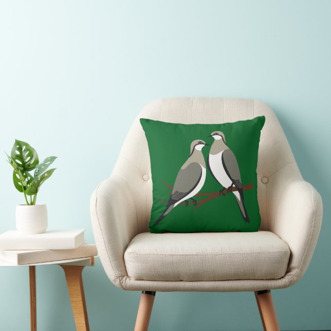 Twee Turtle Duiven Uitknip Sjabloon Retro Stijl 1 Kussen (Stoel)