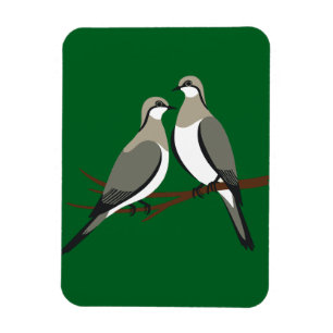 Twee Turtle Duiven Uitknip Sjabloon Retro Stijl 1 Magneet
