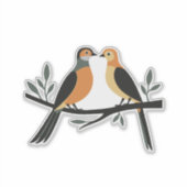 Twee Turtle Duiven Uitknip Sjabloon Retro Stijl 4 Sticker (Voorkant)