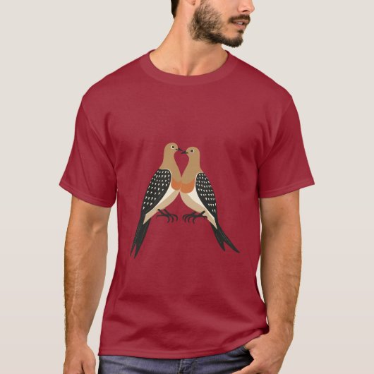 Twee Turtle Duiven Uitknip Sjabloon Retro Stijl 5 T-shirt (Voorkant)