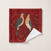 Twee Turtle Duiven Uitknip Sjabloon Retro Stijl 7 Bad Handdoek (Wasdoekje)