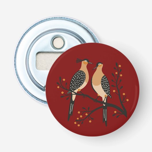 Twee Turtle Duiven Uitknip Sjabloon Retro Stijl 7 Button Flesopener (Voorkant)