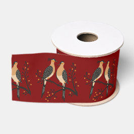 Twee Turtle Duiven Uitknip Sjabloon Retro Stijl 7 Grosgrain Lint