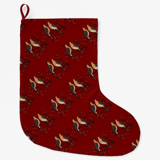 Twee Turtle Duiven Uitknip Sjabloon Retro Stijl 7 Grote Kerstsok (Voorkant)