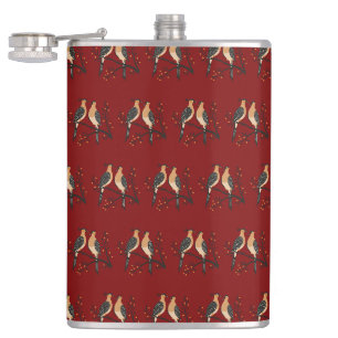 Twee Turtle Duiven Uitknip Sjabloon Retro Stijl 7 Heupfles
