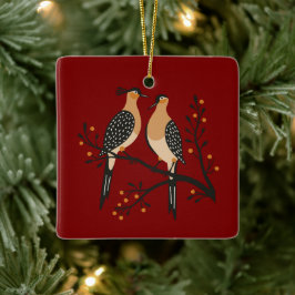 Twee Turtle Duiven Uitknip Sjabloon Retro Stijl 7 Keramisch Ornament