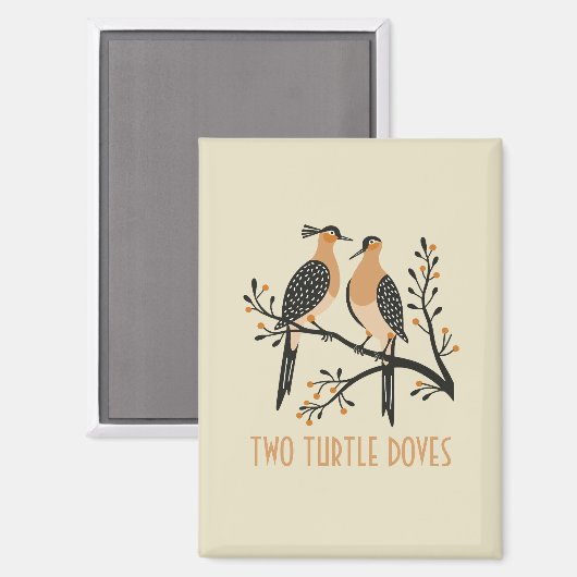 Twee Turtle Duiven Uitknip Sjabloon Retro Stijl 7 Magneet (Voorkant / Achterkant)