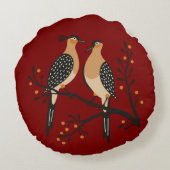 Twee Turtle Duiven Uitknip Sjabloon Retro Stijl 7 Rond Kussen (Achterkant)